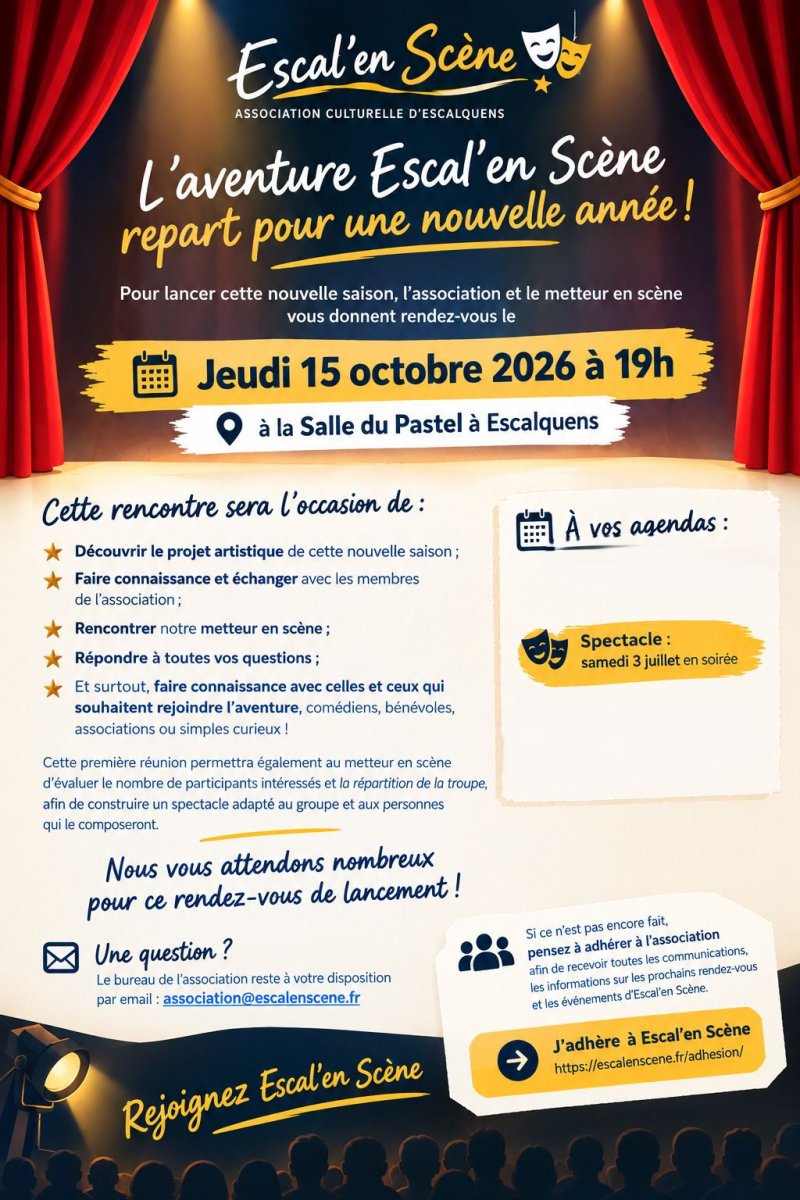 [Retiré de l'agenda de l'organisateur] Réunion d'information Escal'en Scène 2027