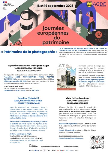 Visite patrimoine à 2 voix "Agde, dans les pas des photographes d'hier"