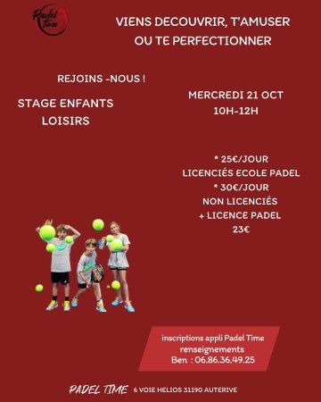 Stage enfants loisirs - Padel Time