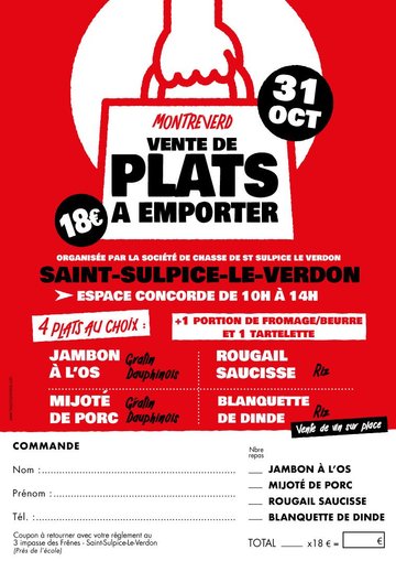 Vente de plats à emporter