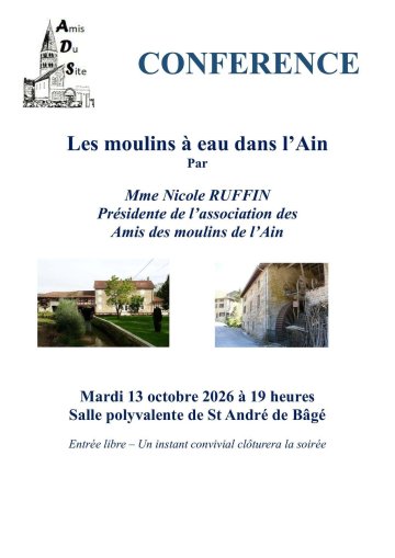 [CONFÉRENCE] : Les moulins à eau dans l'Ain