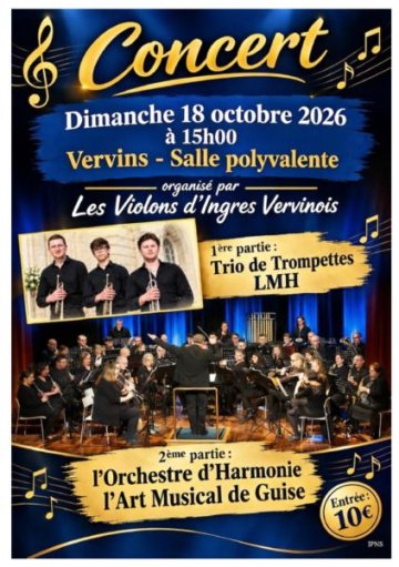 Concert de l'Orchestre d'Harmonie l'Art Musical de Guise et du Trio de Trompette LMH