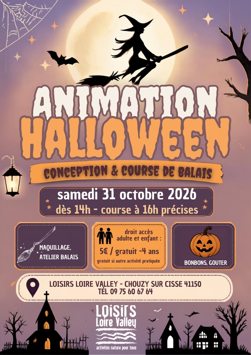 Animations Halloween course de balais à Loisirs Loire Valley