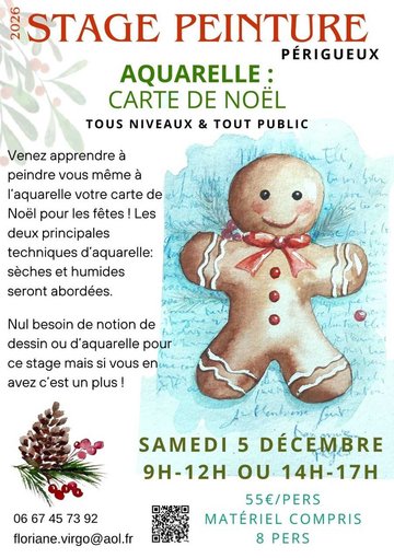 Stage peinture : Aquarelle - Carte de Noël par Floriane VIRGO