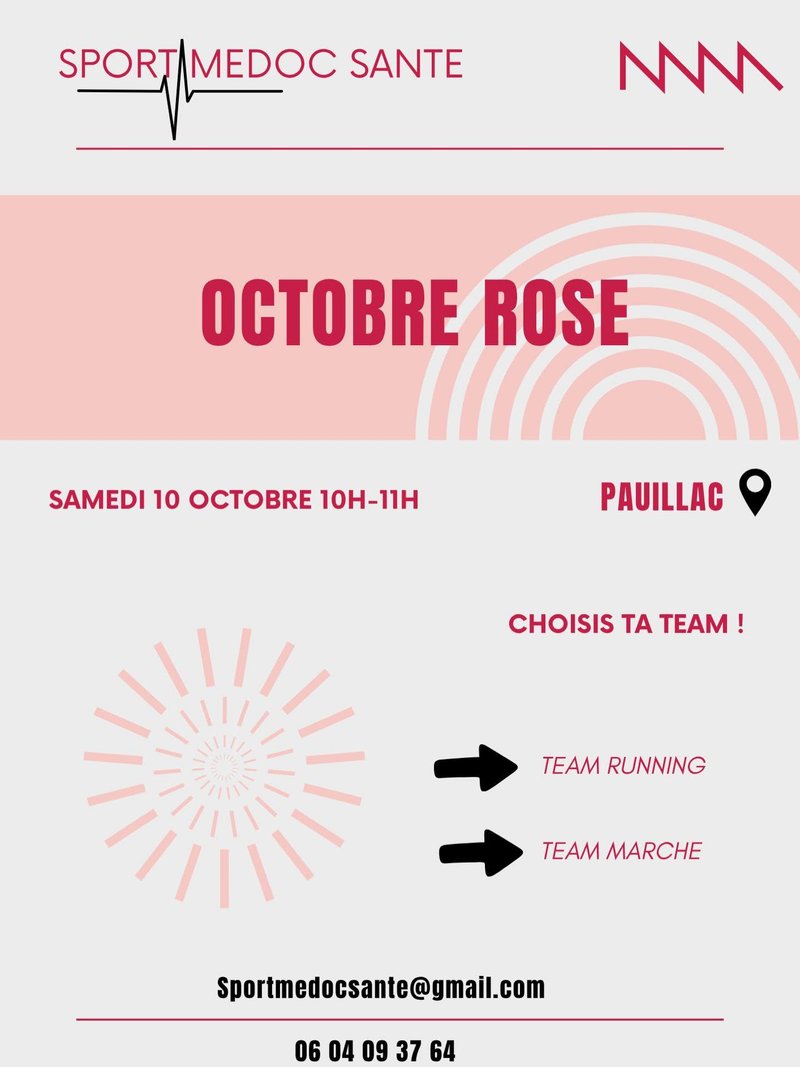 Octobre Rose 2026 :  Bougeons ensemble avec Sport Médoc Santé
