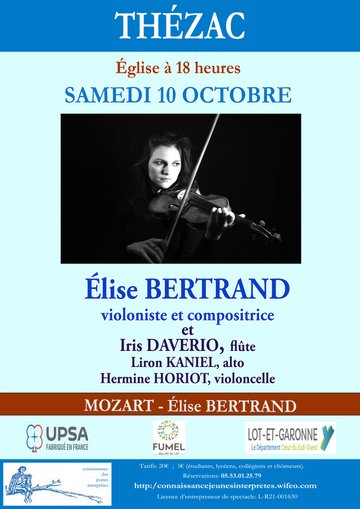 Concert de Violon à Thézac - Elise Bertrand