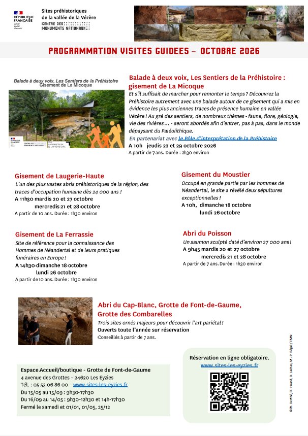 Les vacances d'automne sur les Sites préhistoriques de la vallée de la Vézère