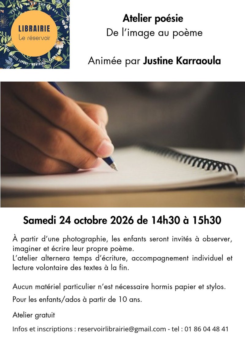 [Reprogrammé] ATELIER POESIE ENFANT