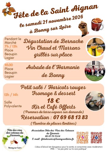 LA MAGIE DES TRADITIONS REVIENT A BONNY-SUR-LOIRE POUR 
LA FETE DE LA SAINT AIGNAN LE SAMEDI 21 NOVEMBRE 2026
