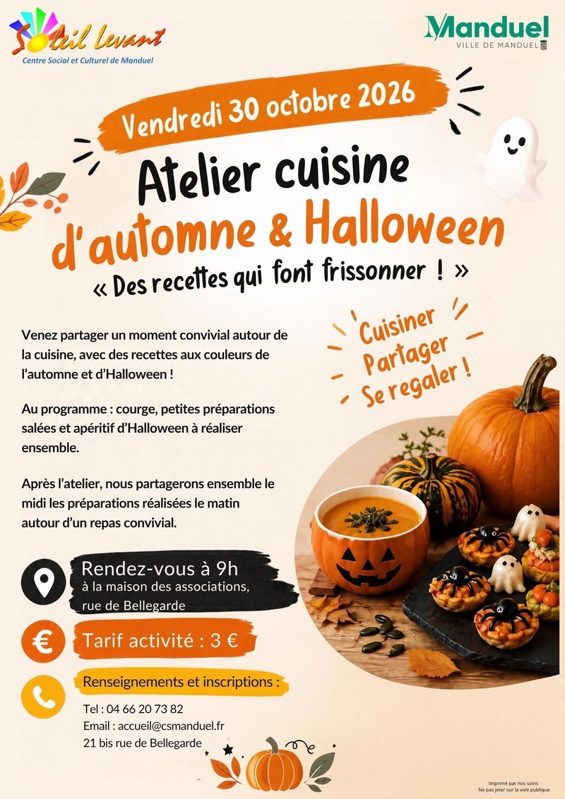 Atelier cuisine d’automne & Halloween « Des recettes qui font frissonner ! »