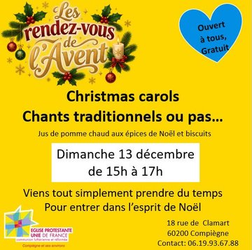 Les Rendez-vous de l'Avent- Chants traditionnels ou pas... avec Goûter
