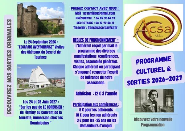 Conférences et sorties ACSA - 2026-2027