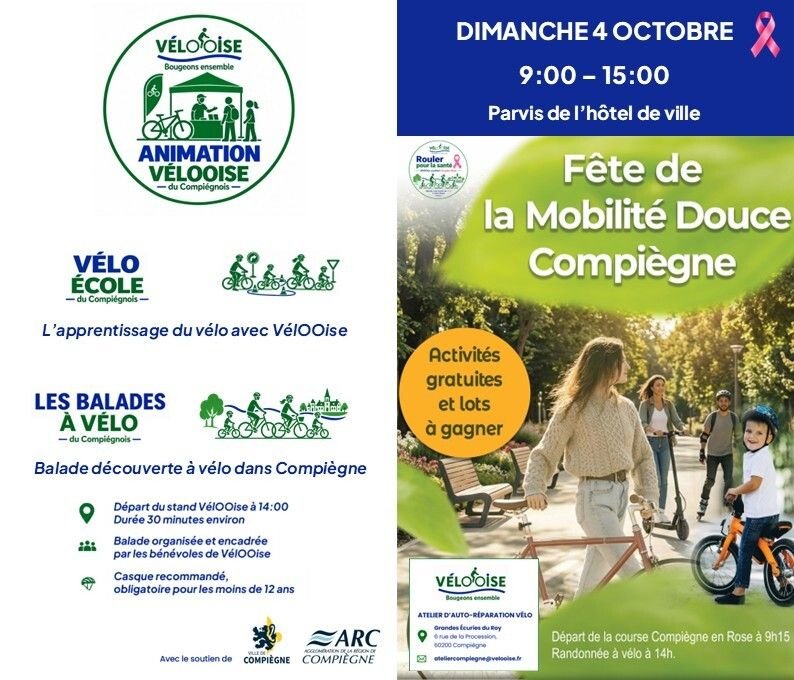 🚲 Dimanche 4 octobre, VélOOise sera à la Fête de la Mobilité Douce de Compiègne !
