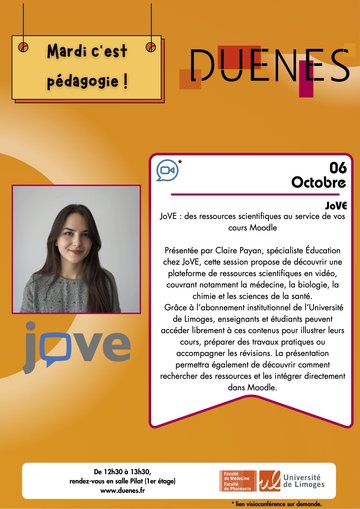 Mardi c'est pédagogie ! - « Découvrez JoVE et intégrez des ressources scientifiques dans Moodle ! »
