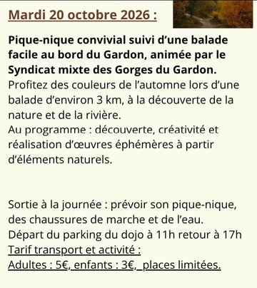 Pique-nique convivial suivi d’une balade facile au bord du Gardon, animée par le Syndicat mixte des Gorges du Gardon.
