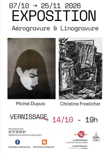 Exposition Duo aerogravure et linogravure de Michel Dupuy et Christine Froelicher