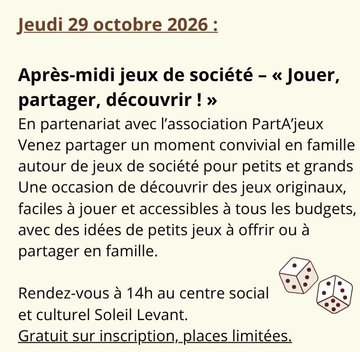 Après-midi jeux de société – « Jouer, partager, découvrir ! »