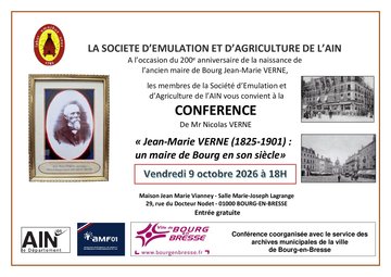 [CONFÉRENCE] Jean-Marie VERNE (1825-1901), un maire de Bourg en son siècle