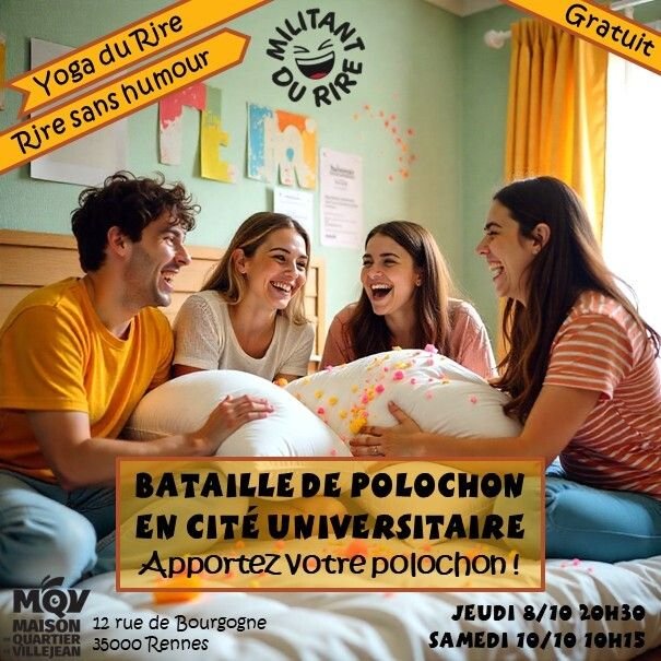 Yoga du Rire et bataille de polochon
