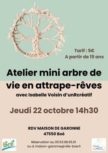 Atelier mini arbre de vie en attrape-rêves – public ado et adultes