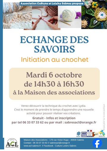 Echange des savoirs : initiation au crochet