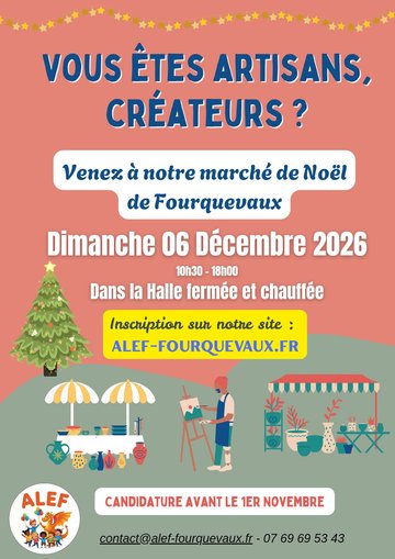 Recherche d'artisans créateurs marché de Noël 2026 de Fourquevaux