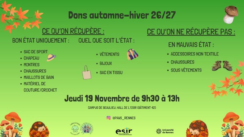 Collecte de vêtements | L'armoire des étudiants 2027