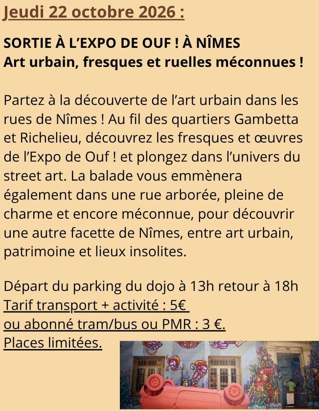SORTIE À L’EXPO DE OUF ! À NÎMES
Art urbain, fresques et ruelles méconnues !