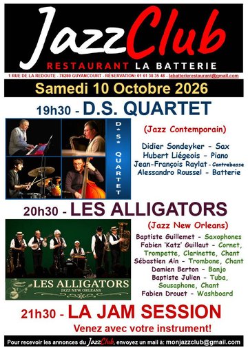 JAZZCLUB DU RESTAURANT LA BATTERIE A GUYANCOURT - SAMEDI 10 OCTOBRE 2026 A 19H30.