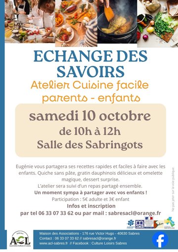 Echange des savoirs : cuisine facile parents-enfants