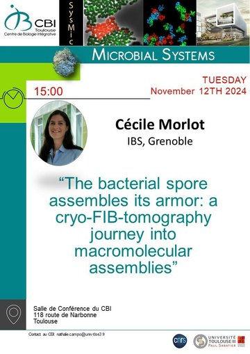 Cécile Morlot
“The bacterial spore assembles its armor: a cryo-FIB-tomography journey into macromolecular assemblies”