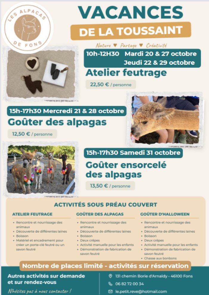 Goûter avec les alpacas à Fons