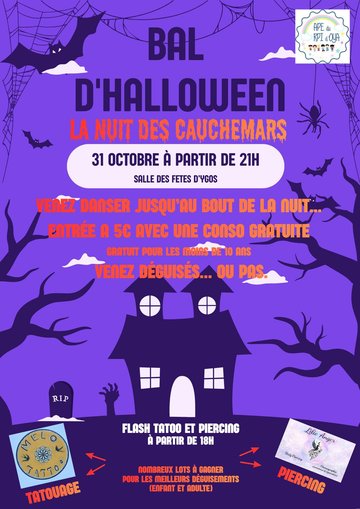 Bal d'Halloween - La nuit des Cauchemars - APE du RPI d'OYA