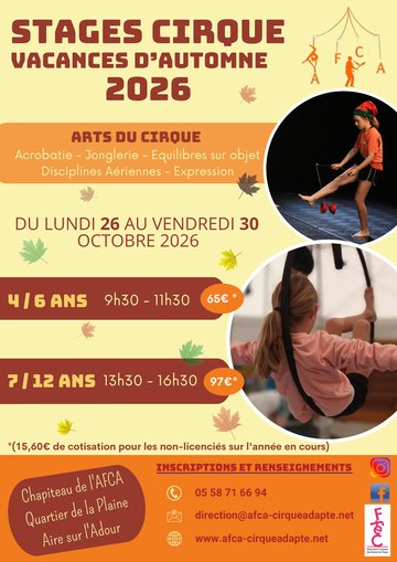 Stage de cirque à l'AFCA vacances d'automne