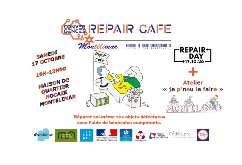 Repair Café samedi 17 octobre 2026 Qt Nocaze à Montélimar