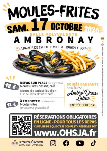 Journée Moules-Frites de l'OHSJA 2026 et soirée dansante à Ambronay