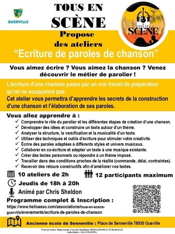 Tous en scène propose l'atelier - Ecriture de paroles de chanson