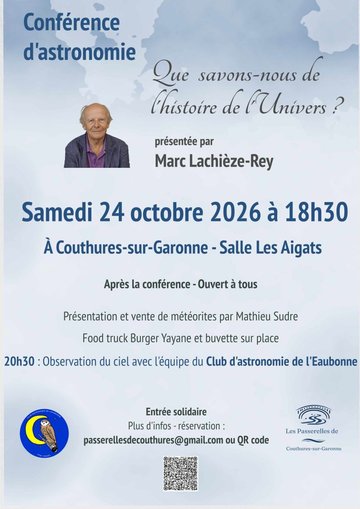 Conférence d'astronomie - "Que savons-nous de l'Univers ? par Marc Lachièze-Rey