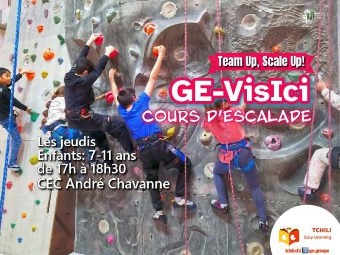 Cours hebdomadaire d’escalade GE-visIci pour enfants- 1er semestre 2026-2027