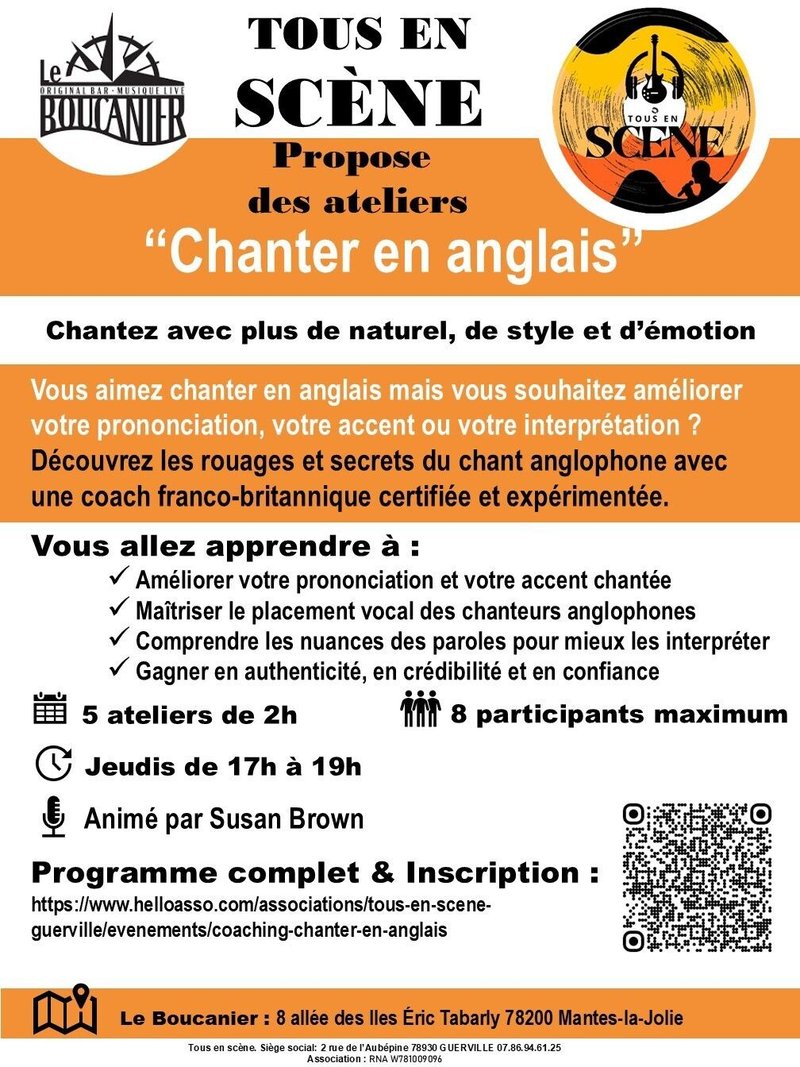 Tous en scène propose l'atelier - Chanter en anglais