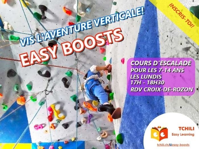 Cours hebdomadaires d’escalade Easy Boosts pour enfants et ados - 1er trimestre 2026-2027