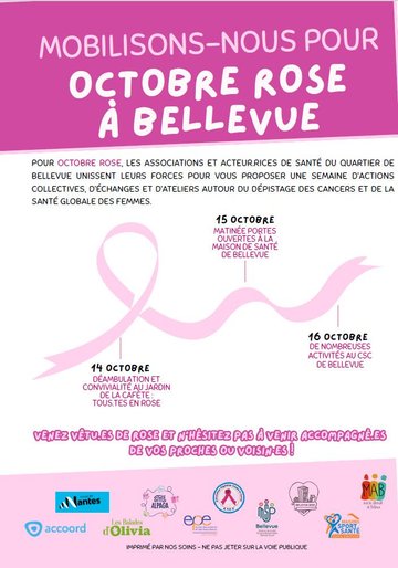 Octobre rose à Bellevue : 3 jours d'actions, échanges et ateliers