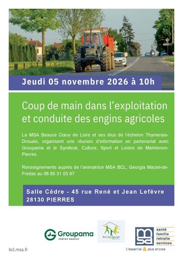 COUP DE MAIN DANS L'EXPLOITATION ET CONDUITE DES ENGINS AGRICOLES