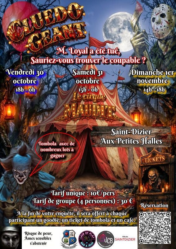 DU 30 OCOBRE AU 1ER NOVEMBRE : CLUEDO GÉANT AUX PETITES HALLES DE SAINT-DIZIER !