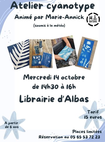 Atelier cyanotype à la librairie d'Albas