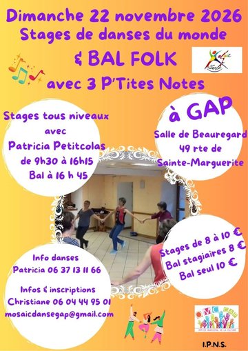Stage de danses du monde et bal avec 3 Ptites Notes