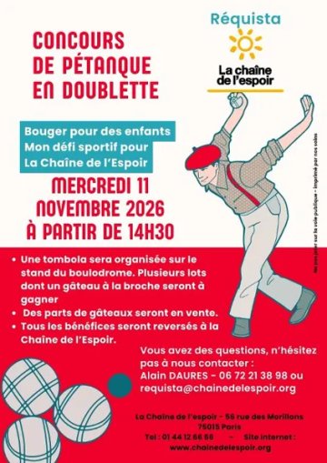 Concours de Pétanque en doublette - La Chaîne de l'Espoir