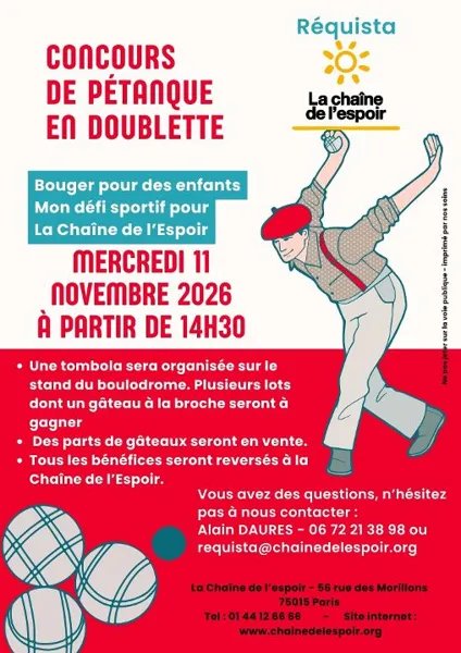 Concours de Pétanque en doublette - La Chaîne de l'Espoir