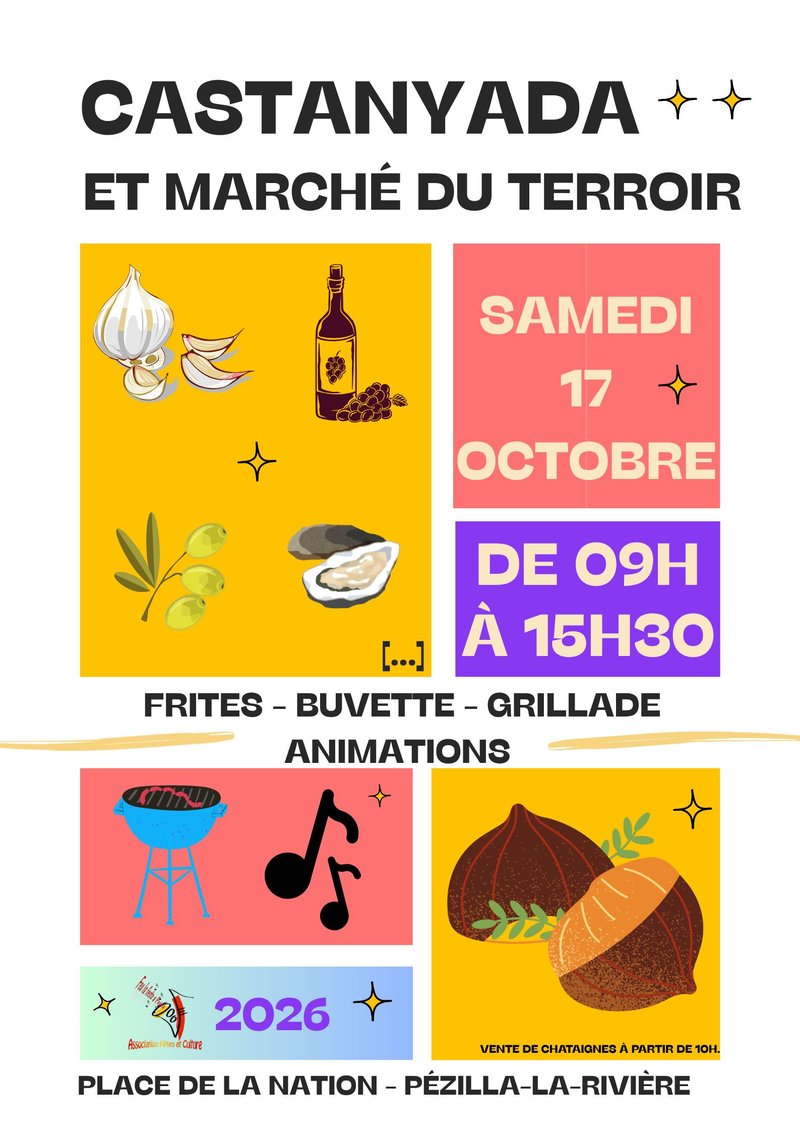 Castanyada et marché du terroir à Pézilla-la-Rivière