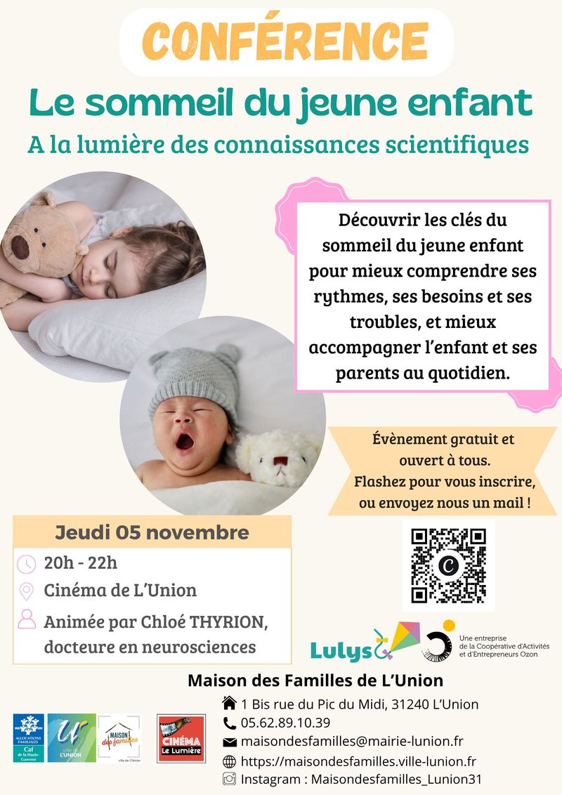 Conférence de Chloé Thyrion : 🌙 Le sommeil du jeune enfant - Jeudi 5 novembre